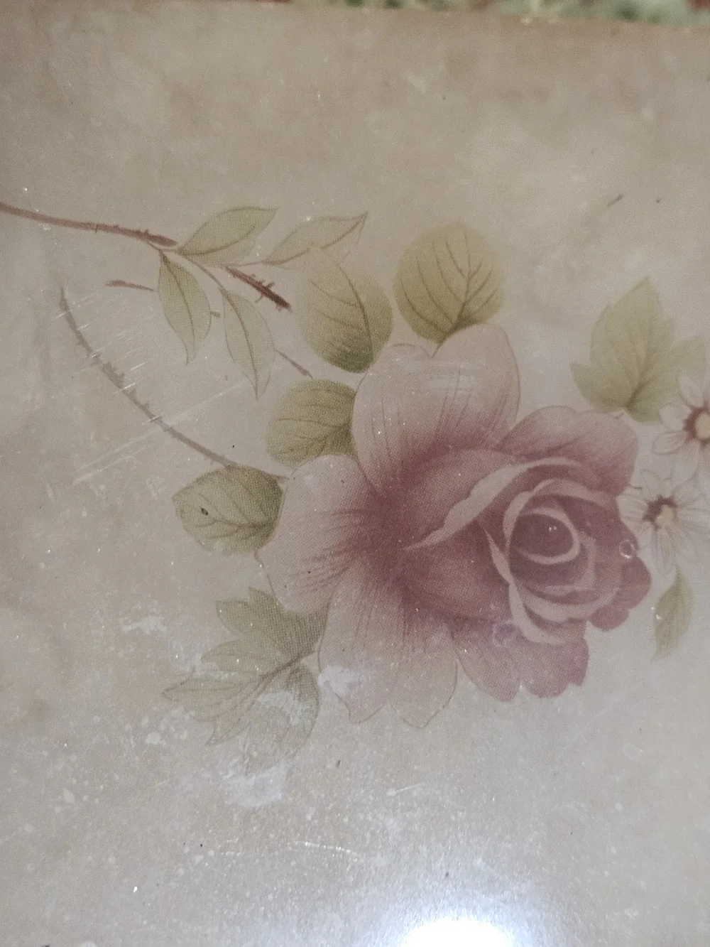 Vintage, Hand-carved Italian Alabaster Trinket Box featuring a Painted Pink Rose